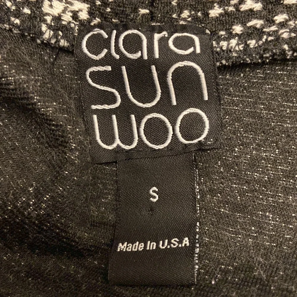 Ciara Sun Woo Black & White Open Front Long Sleeves Cardigan Long Sweater - Picture 3 of 6